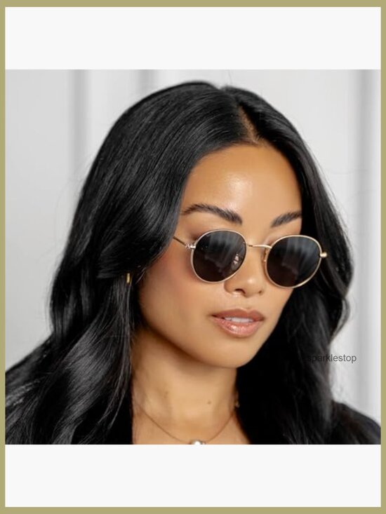 Gold Frame Round Polarized Sunglasses with UV Protection main image 6